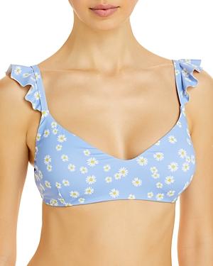 Aqua Swim Daisy Print Ruffled Bikini Top - 100% Exclusive