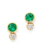 Zoe Chicco 14k Yellow Gold Emerald & Diamond Stud Earrings