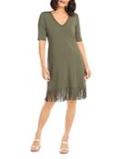 Karen Kane V Neck Fringe Hem Dress