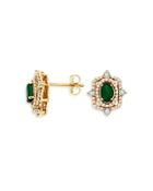 Bloomingdale's Emerald & Diamond Art Deco Stud Earrings In 14k Yellow Gold - 100% Exclusive