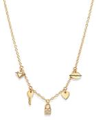 Zoe Chicco 14k Yellow Gold Itty Bitty Dangling Charms Pave Diamond Adjustable Necklace, 18