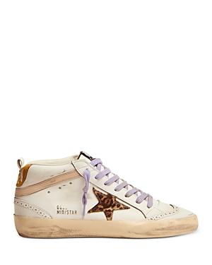 Golden Goose Women's Star Leopard Print Mid Top Sneakers