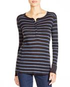 Stateside Striped Thermal Knit Henley Top