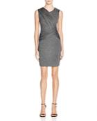 Dylan Gray Ruched Jersey And Faux Leather Dress