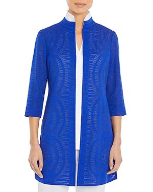 Misook Sheer Fan Pattern Jacquard Knit Jacket