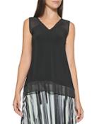 Dkny Sleeveless Mixed Media Top