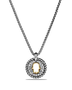 David Yurman Cable Collectibles Hamsa Charm Necklace With Diamonds With 18k Gold