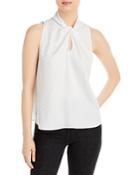 Status By Chenault Satin Polka Dot Twist Neck Top
