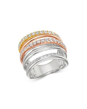 Bloomingdale's Diamond Crossover Ring In 14k White, Yellow & Rose Gold, 1.30 Ct. T.w. - 100% Exclusive