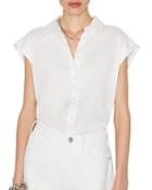 Frame Cap Sleeve Button Front Shirt