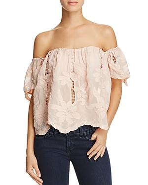 Lovers And Friends Life's A Beach Embroidered Floral Off-the-shoulder Top