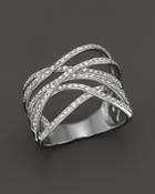 Diamond Crossover Ring In 14k White Gold, .55 Ct. T.w.