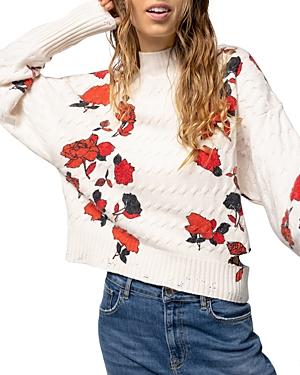 Pinko Distressed Rose Print Sweater