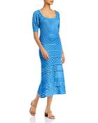 Aqua Puff Sleeve Crocheted Midi Dress - 100% Exclusive