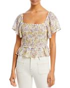 Astr The Label January Smocked Square Neck Top