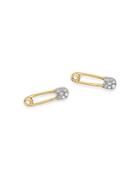 Adina Reyter 14k Yellow Gold Diamond Safety Pin Stud Earrings