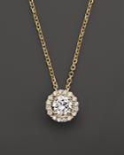 Diamond Halo Pendant Necklace In 14k Yellow Gold, .50 Ct. T.w. - 100% Exclusive