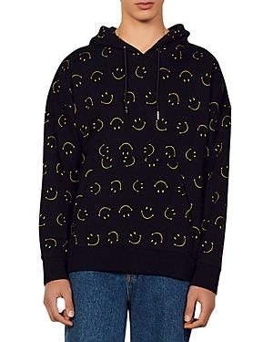 Sandro Long Sleeve Allover Smiley Hoodie