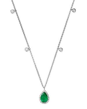 Bloomingdale's Emerald & Diamond Charm Necklace In 14k White Gold, 18 - 100% Exclusive