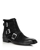 Karl Lagerfeld Paris Men's Buckled Leather Ankle Boots