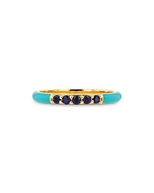 Rachel Reid 14k Yellow Gold & Enamel Blue Saphhire Ring