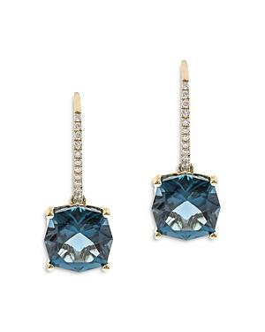 Bloomingdale's London Blue Topaz & Diamond Leverback Earrings In 14k Yellow Gold - 100% Exclusive
