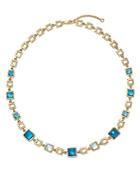 London Blue And Swiss Blue Topaz Geometric Necklace In 14k Yellow Gold, 16.5 - 100% Exclusive