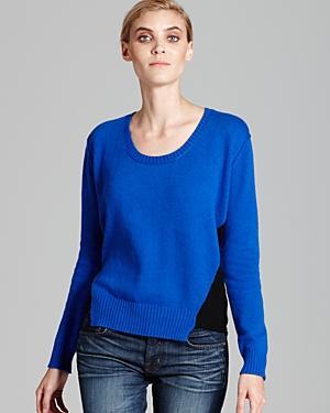 Aqua Sweater - Bryce Color Block Inset Scoopneck