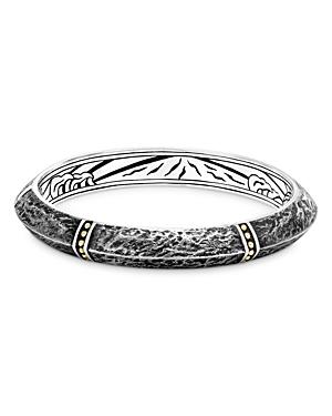 John Hardy 18k Yellow Gold & Sterling Silver Classic Chain Reticulated Jawan Bangle Bracelet