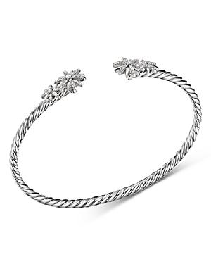 David Yurman Sterling Silver Starburst Cable Bangle Bracelet With Diamonds