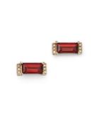 Bloomingdale's Garnet & Diamond Accent Bar Stud Earrings In 14k Yellow Gold - 100% Exclusive