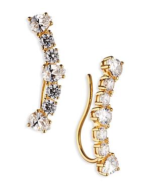 Nadri Love All Cubic Zirconia Climber Earrings In 18k Gold Plated