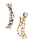 Nadri Love All Cubic Zirconia Climber Earrings In 18k Gold Plated