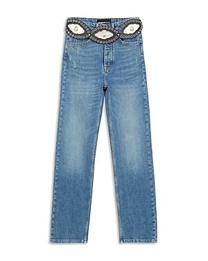 The Kooples Belted Straight Leg Jeans In Blue