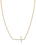 Bloomingdale's Diamond East West Cross Pendant Necklace In 14k Yellow Gold, 16, 0.15 Ct. T.w. - 100% Exclusive