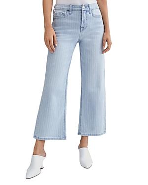 Jen7 By 7 For All Mankind Cropped Wide Leg Jeans In Pinstripe