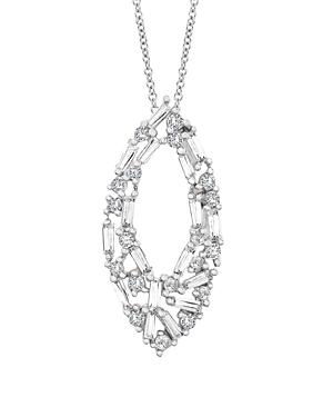 Bloomingdale's Diamond Round & Baguette Navette Pendant Necklace In 14k White Gold, 0.50 Ct. T.w. - 100% Exclusive