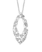 Bloomingdale's Diamond Round & Baguette Navette Pendant Necklace In 14k White Gold, 0.50 Ct. T.w. - 100% Exclusive
