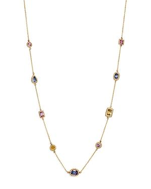 Bloomingdale's Multicolor Sapphire Beaded Station Necklace In 14k Yellow Gold, 16.75 - 100% Exclusive