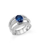 Sapphire And Diamond Multi Row Band In 14k White Gold