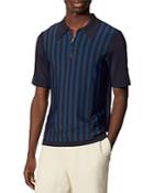 Sandro Simon Vertical Stripe Half Zip Polo Shirt