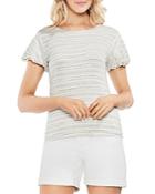 Vince Camuto Striped Bubble-sleeve Tee