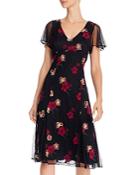 Adrianna Papell Floral Embroidered Fit-and-flare Dress
