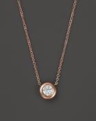 Roberto Coin 18k Rose Gold And Diamond Bezel Necklace, 16