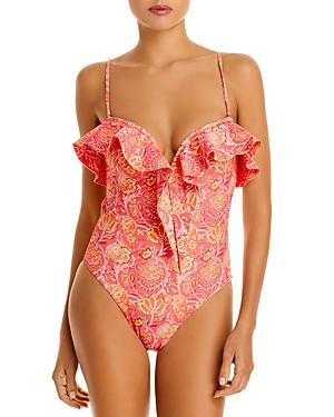 Ramy Brook Sorrento Ruffled Printed One Piece Swimsuit