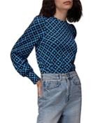 Whistles Puff Sleeve Checked Top