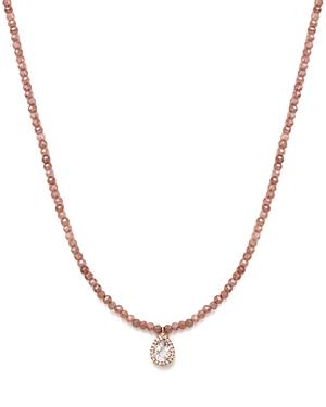 Meira T 14k Rose Gold Beaded Choker Necklace With White Topaz And Diamonds, 12.5