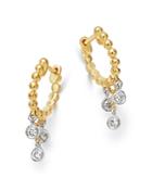 Meira T 14k White & Yellow Gold Diamond Bezel Beaded Hoop Earrings