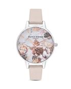 Olivia Burton Marble-effect Floral-dial Watch, 34mm