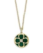 Bloomingdale's Malachite & Diamond Clover Pendant Necklace In 14k Yellow Gold, 18 - 100% Exclusive